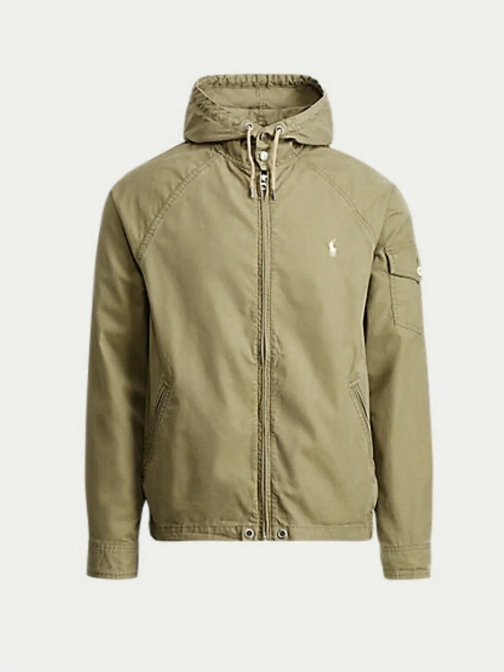 Polo Ralph Lauren Full Zip Hooded Windbreaker Cotton Blend Olive Green Sz Xl - Picture 6 of 16